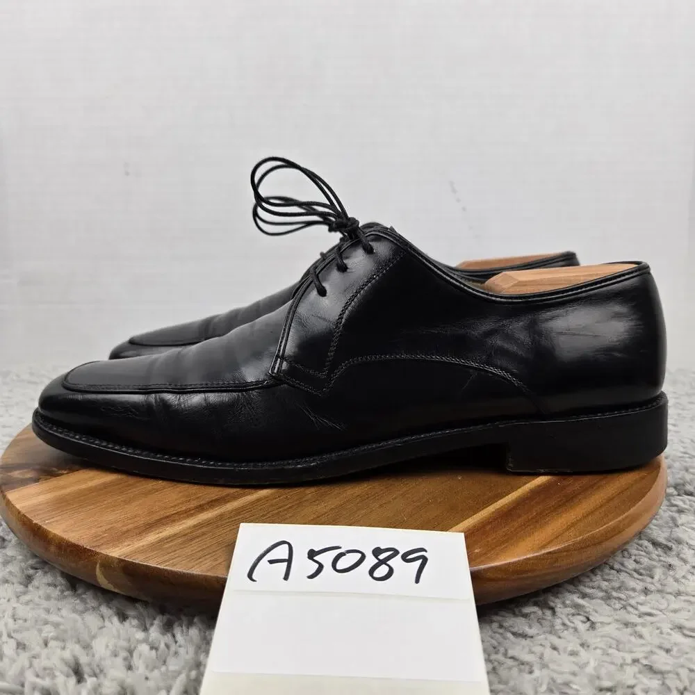 Salvatore Ferragamo Mens 10D Black Leather Apron Toe Derby Oxford Dress Shoe